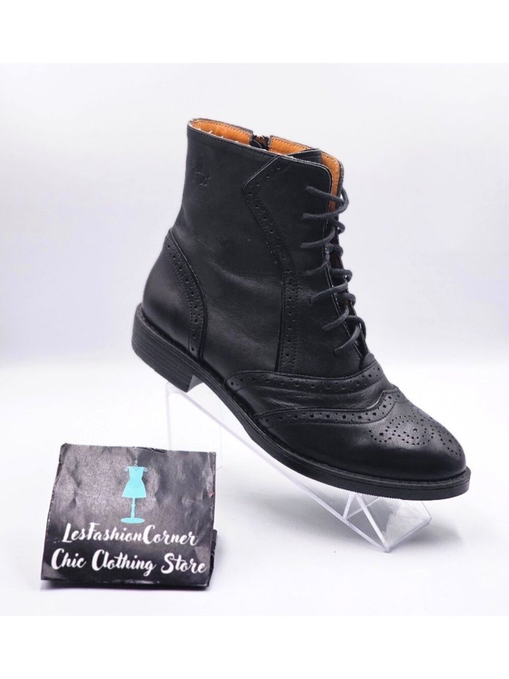 Embassy London Women's Black Leather Brick Lane Lace-Up Ankle Boots Sz 10.5 3350 - Picture 13 of 16